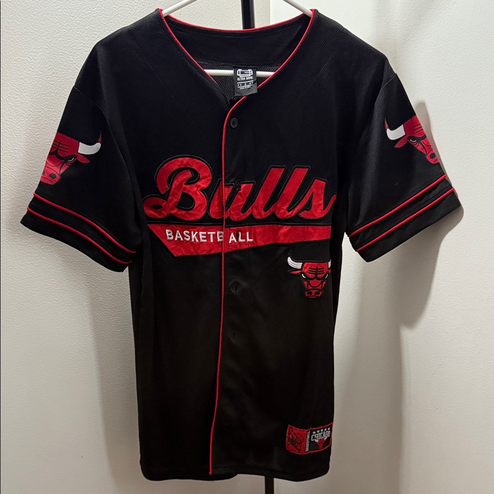 Black & Red Baseball-Style Jersey
